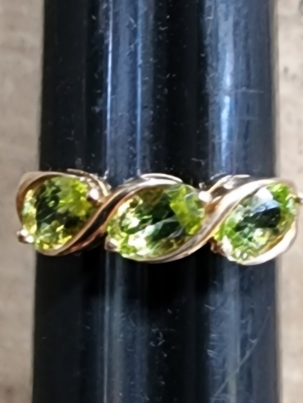 Sterling silver gold vermeil ring with 3 green stones size 7 turkey jewe…